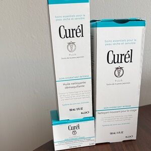 Curel Hydrating Set - facial wash, makeup cleansing oil and moisture facial -new